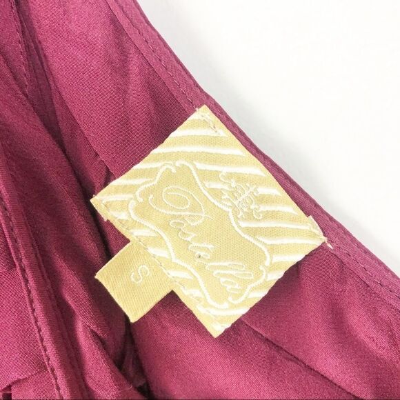 ANTHROPOLOGIE | POSTELLA Burgundy Asymmetrical Silk Dress Women’s Size Small - Picture 5 of 7